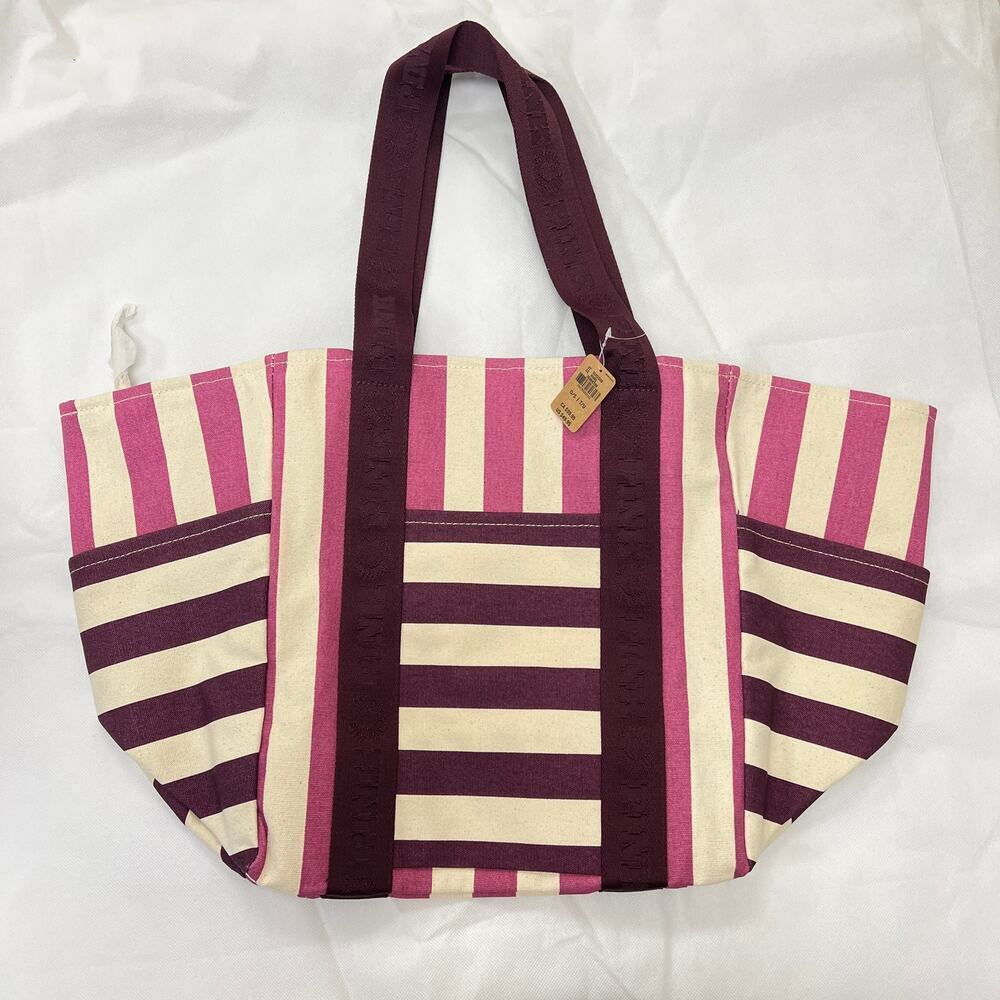 Victoria's Secret Pink Stripe Large Weekender Zipper Tote Shoulder Bag NWT